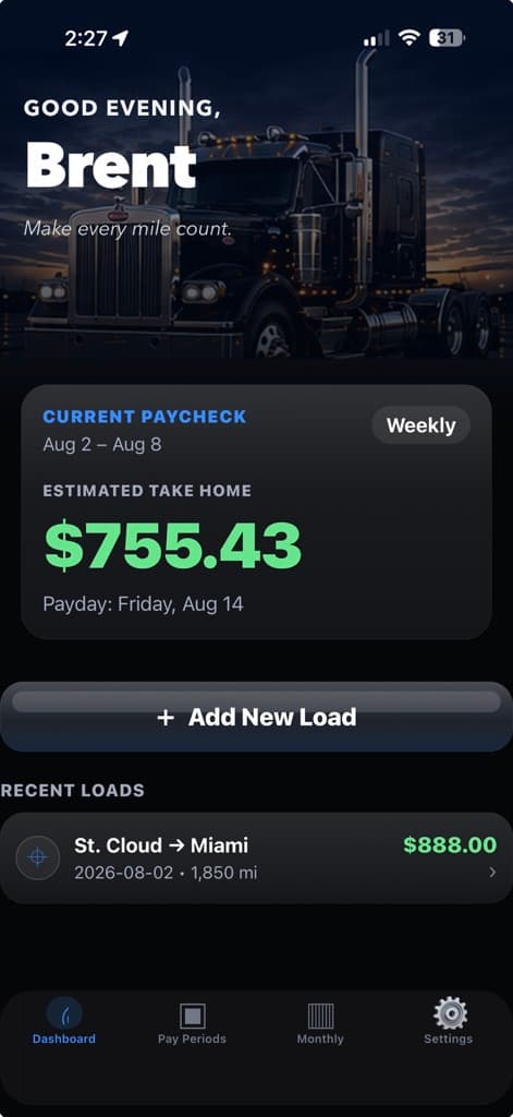 Trucker Pay app preview